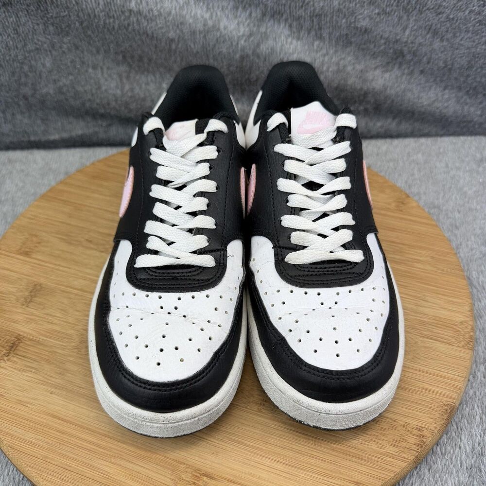 Nike Shoes Womens Size 7 Black White Pink Leather Low Top Sneakers DH3158-008 - Picture 3 of 10